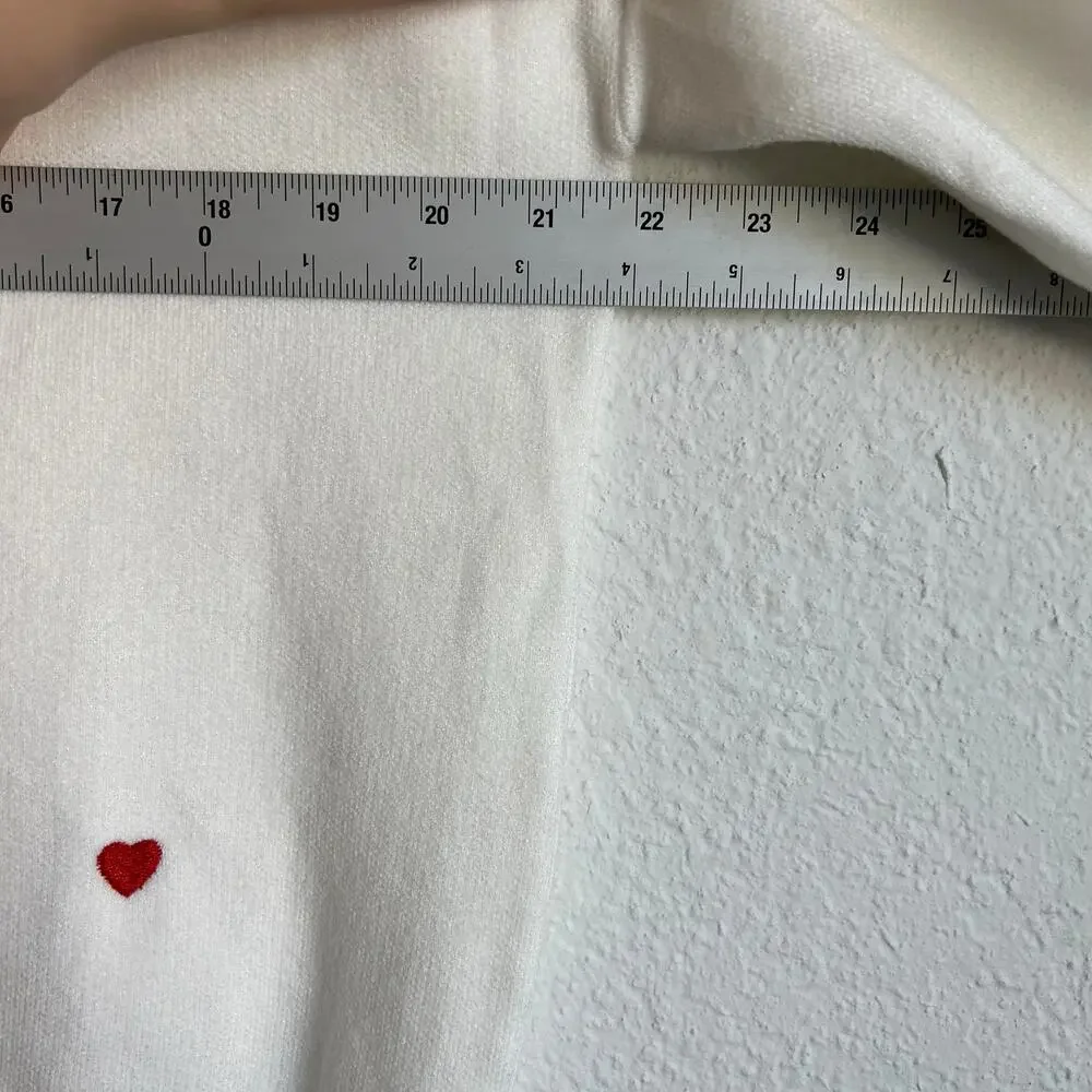 Commense Valentine’s Day Cotton Blend Oversized Embroidered Heart Sweater XS NWT - Picture 5 of 7